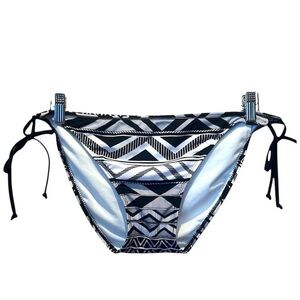 New Xhilaration Women’s Bikini Bottoms Size XL String Ties Geometric black white